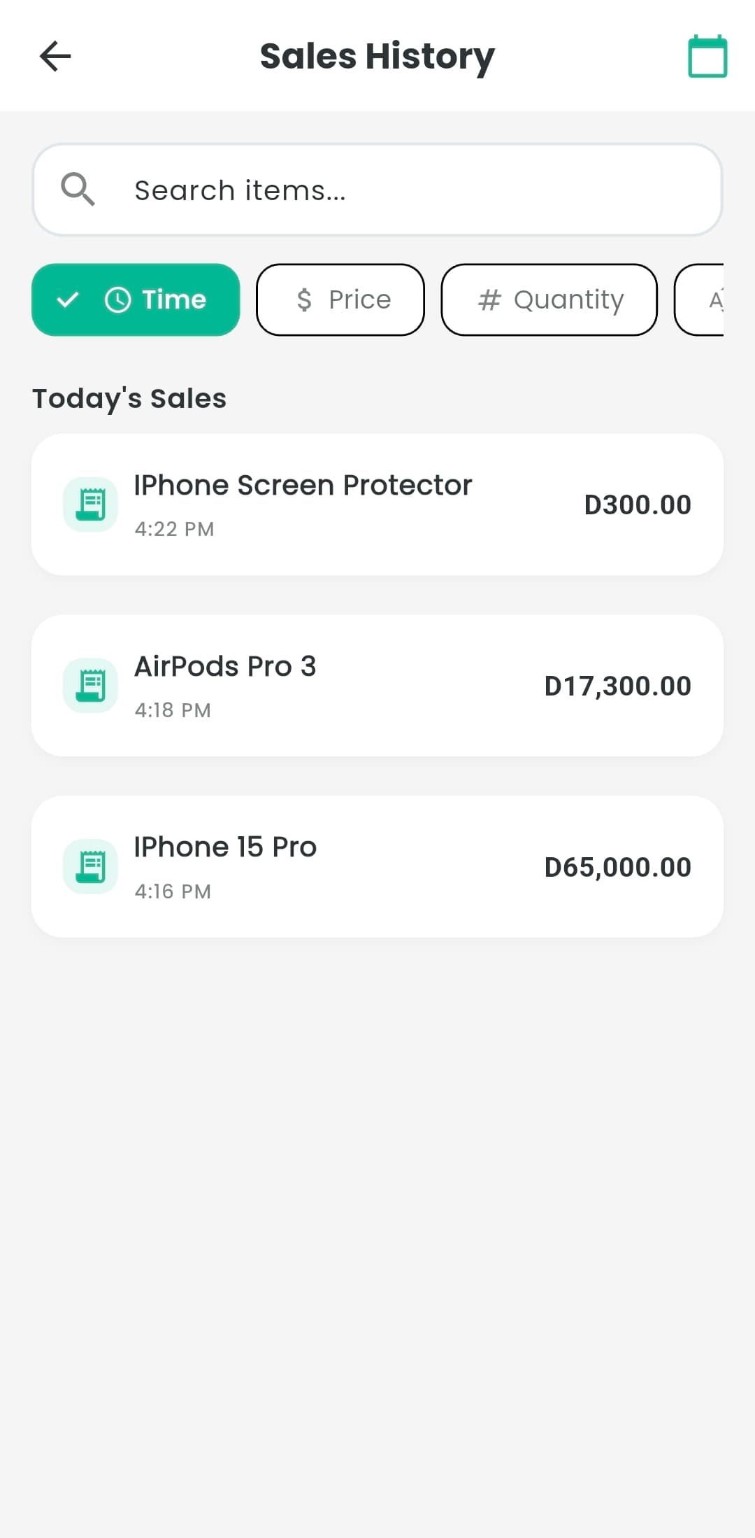 Minimart all sales list